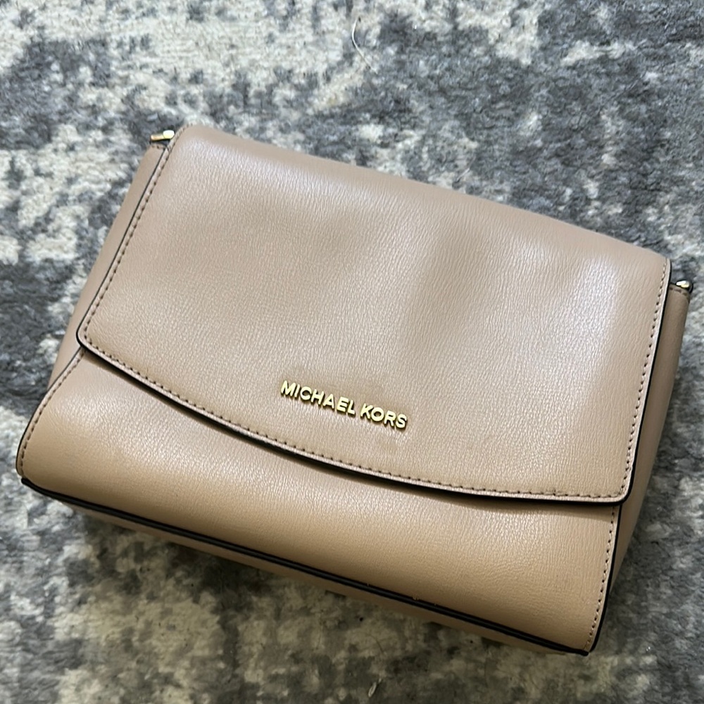 Michael Kors Tan Leather Clutch with Gold Hardware